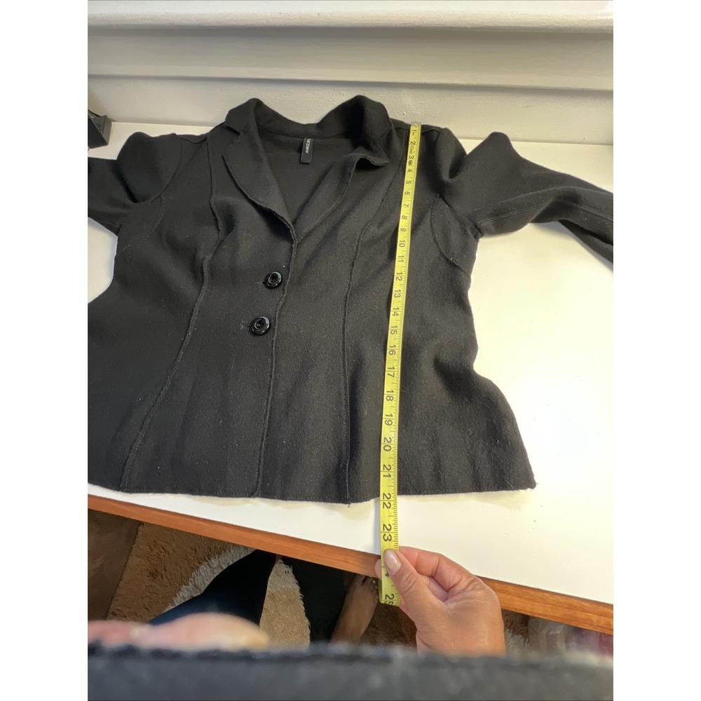 Marc Cain 100% Virgin Wool Black Blazer Jacket Sz N5 Us 8/10 Coat Cardigan - Picture 7 of 7